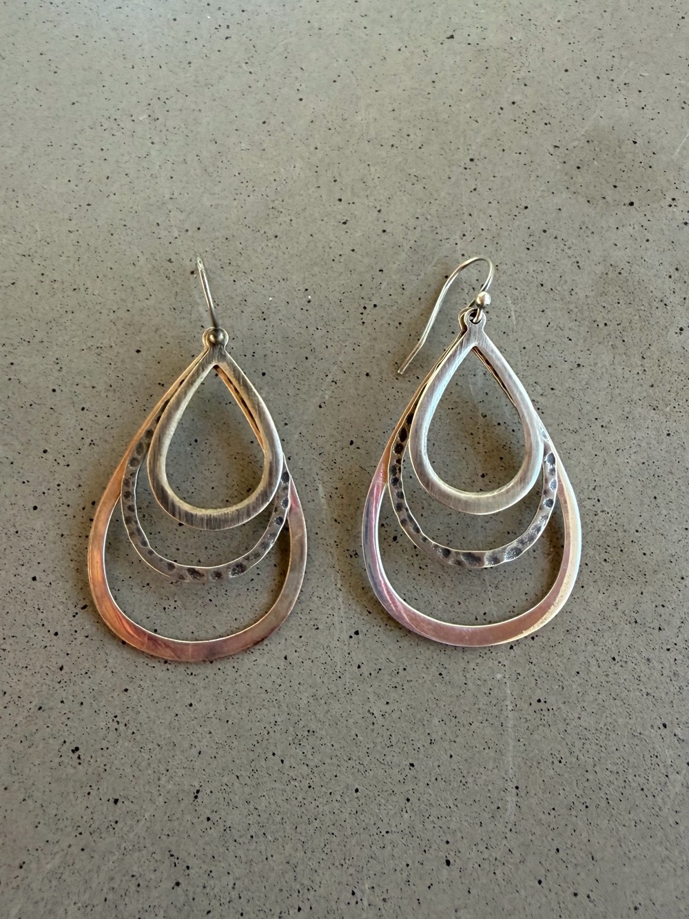 Retired Silpada Sterling Silver Layered Teardrop Dangle Earrings